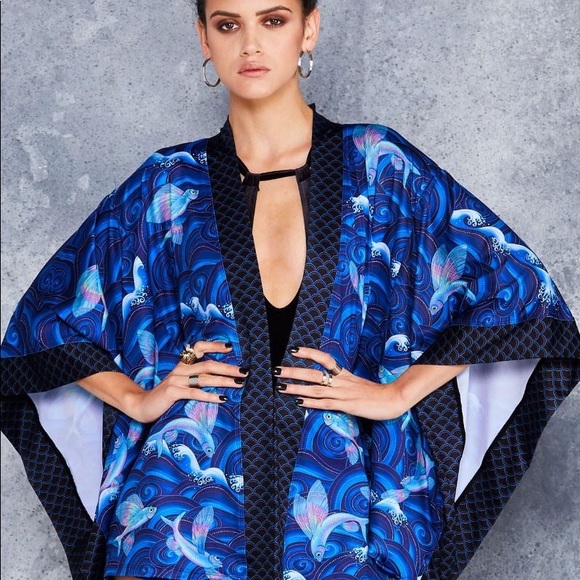 Blackmilk Jackets & Blazers - BlackMilk Clothing- Flying Fish Kimono - Size OSFA
